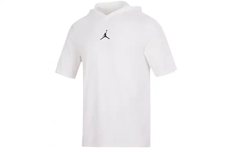 Jordan T Shirts Men's White Hooded Non Detachable Moderate Straight Fit