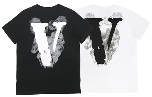 VLONE Big Logo Series T Shirts Unisex 2 Pack Black+White Crew Neck Moderate Straight Fit