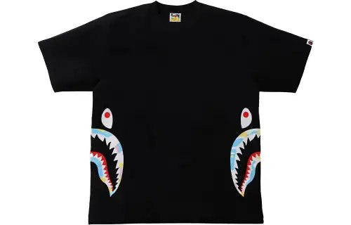 A BATHING APE Multi Camo Side Shark Relaxed Tee