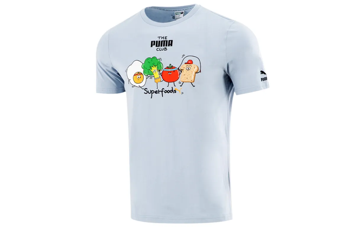 PUMA Adventure Planet Printed T-Shirts Men's Blue Crew Neck Moderate Straight Fit