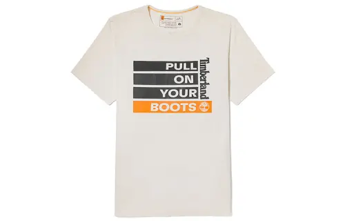 Timberland T Shirts Men's Vintage White Crew Neck Moderate Straight Fit