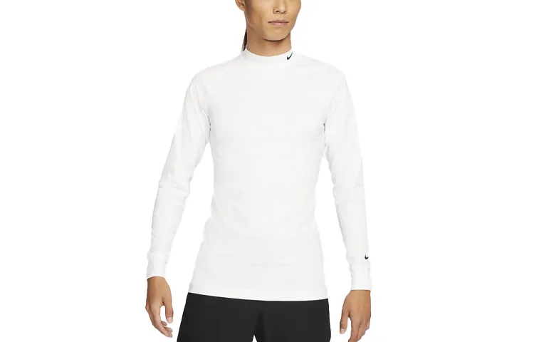 Nike T-Shirts Men's White Stand Collar Moderate Straight Fit
