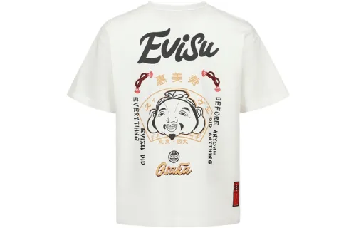 EVISU Drop Shoulder Sleeve T-Shirt Men's White