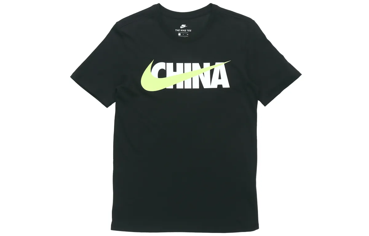 Nike T-Shirts Men's Black Crew Neck Moderate Straight Fit