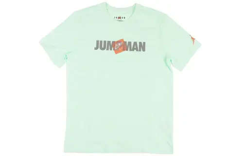 Jordan Jumpman T Shirts Men's Light Green Crew Neck Moderate Straight Fit