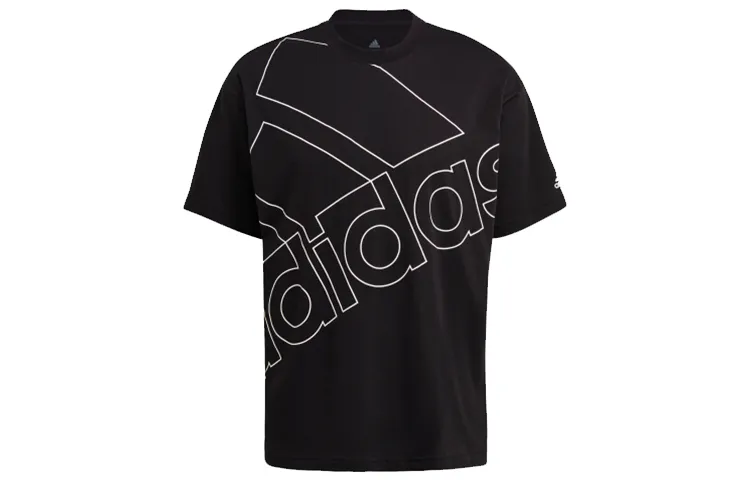 Adidas T-Shirts Men's Black Crew Neck Moderate Straight Fit