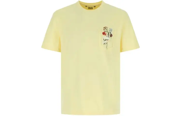 Golden Goose T Shirts Men's Yellow Crew Neck Moderate Straight Fit