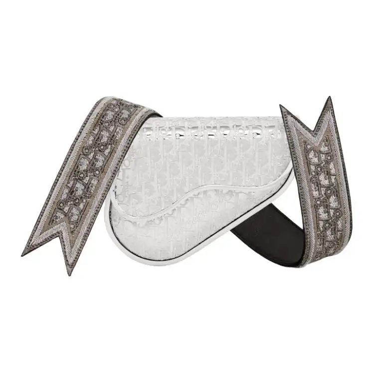 DIOR Cow Leather Saddle Bag, Sling Bag, Crossbody Bag Mini Men's Silver