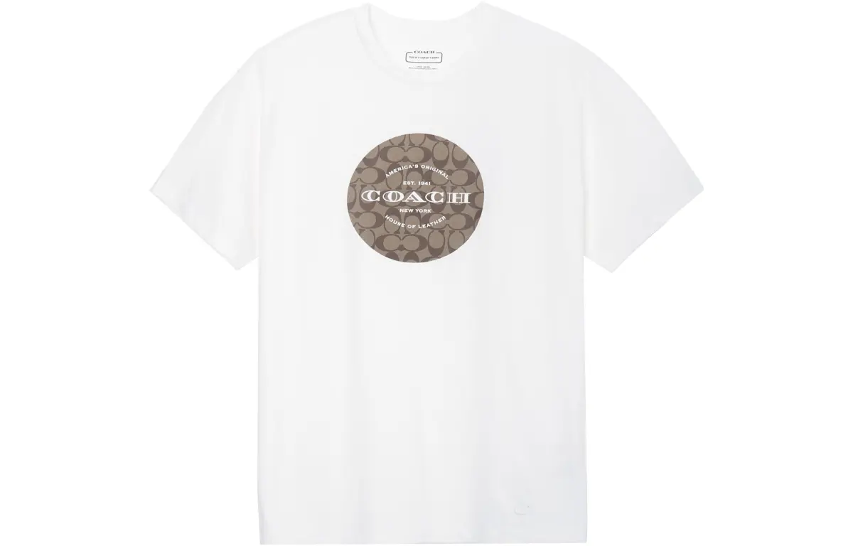 COACH T-Shirts Men's White Crew Neck Moderate