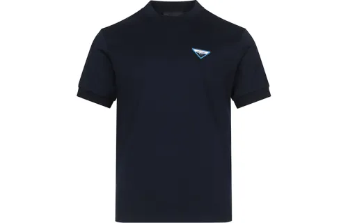 PRADA T Shirts Men's Dark Blue Crew Neck Moderate Straight Fit