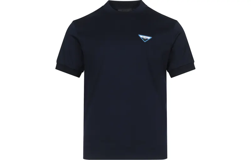 PRADA T Shirts Men's Dark Blue Crew Neck Moderate Straight Fit