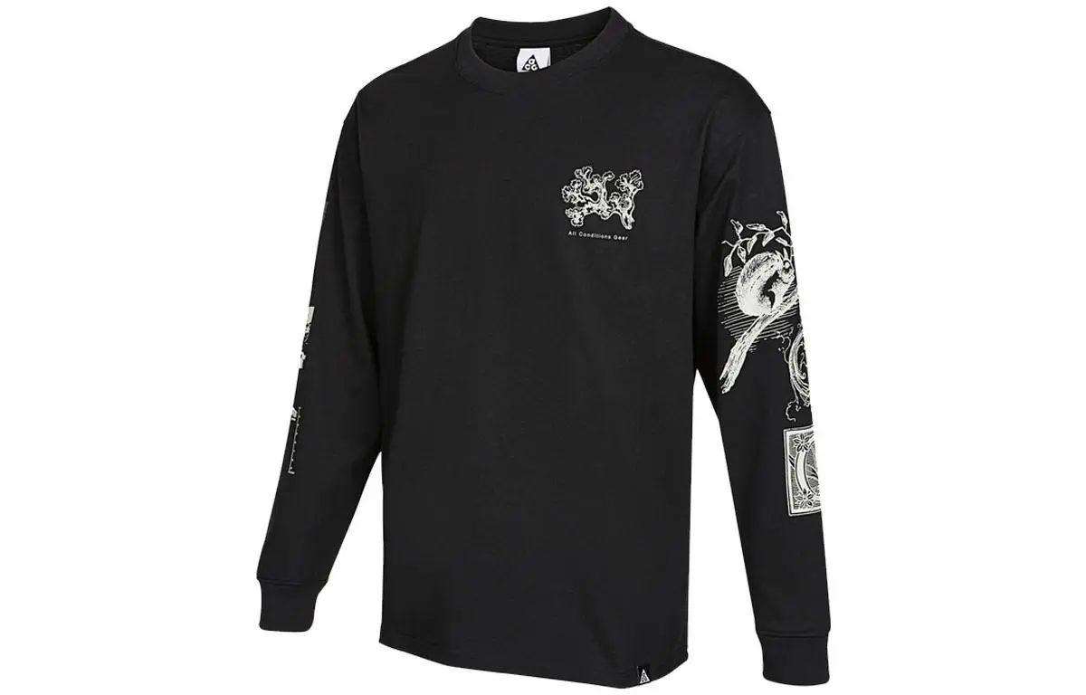 Nike ACG T-Shirts Men's Black Crew Neck Moderate Straight Fit