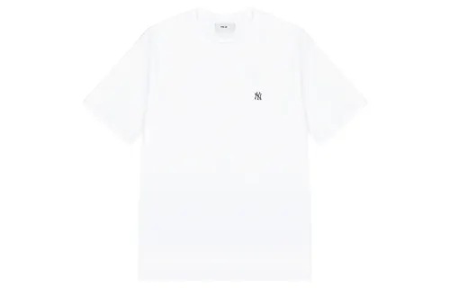 MLB Base Logo T Shirts Unisex White Crew Neck Moderate Straight Fit