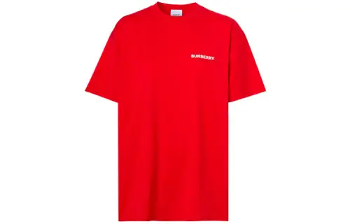 Burberry T Shirts Unisex Red Crew Neck Moderate Straight Fit
