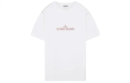 STONE ISLAND T Shirts Men's White Crew Neck Moderate Straight Fit