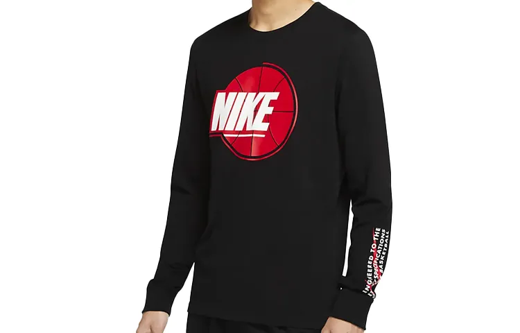 Nike T-Shirts Men's Black Crew Neck Moderate Straight Fit