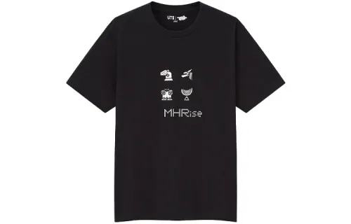 UNIQLO T Shirts Unisex Black Crew Neck Moderate Straight Fit