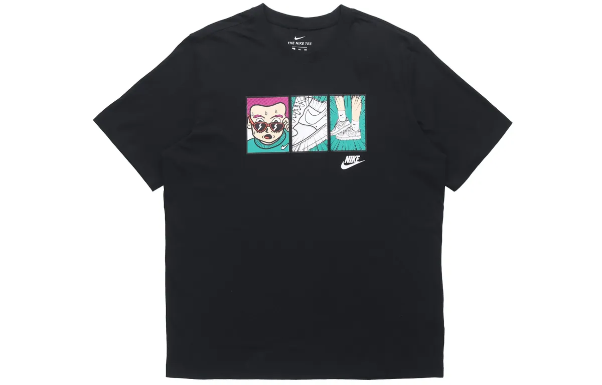 Nike T-Shirts Men's Black Crew Neck Moderate Straight Fit