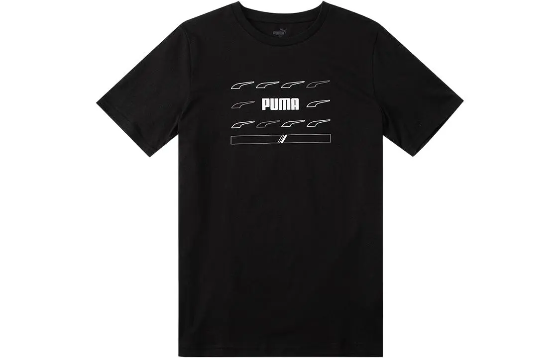 PUMA X FERRARI T-Shirts Men's Black Crew Neck Moderate Straight Fit