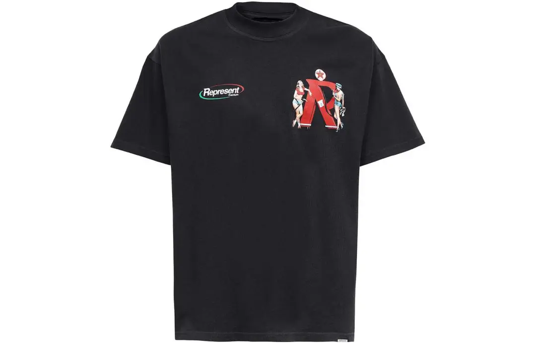 REPRESENT T Shirts Men's Black Crew Neck Moderate Straight Fit