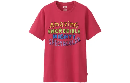 UNIQLO x Jason Polan Print Straight Fit T Shirt Unisex Burgundy