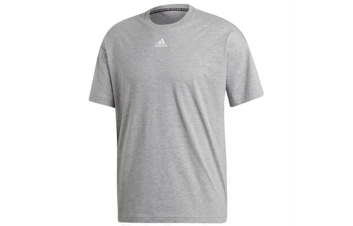 Adidas T-Shirts Men's Gray Crew Neck Moderate Straight Fit