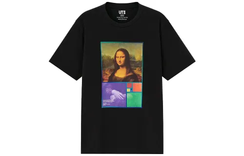 UNIQLO T Shirts Unisex Black Crew Neck Moderate Straight Fit
