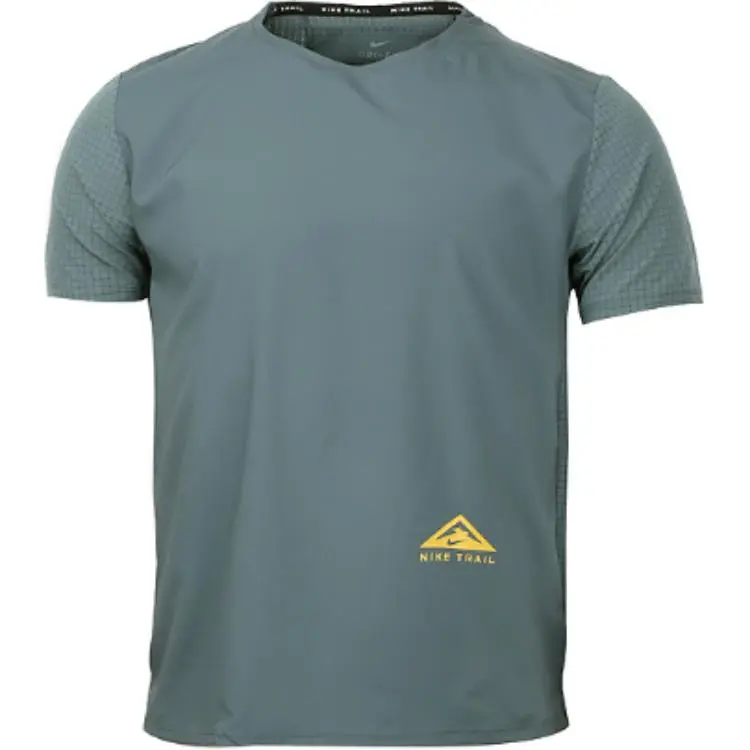 Nike T-Shirts Men's Gray Green Crew Neck Moderate Straight Fit