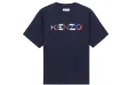 KENZO Letter Logo T Shirts Men's Navy Crew Neck Moderate Straight Fit