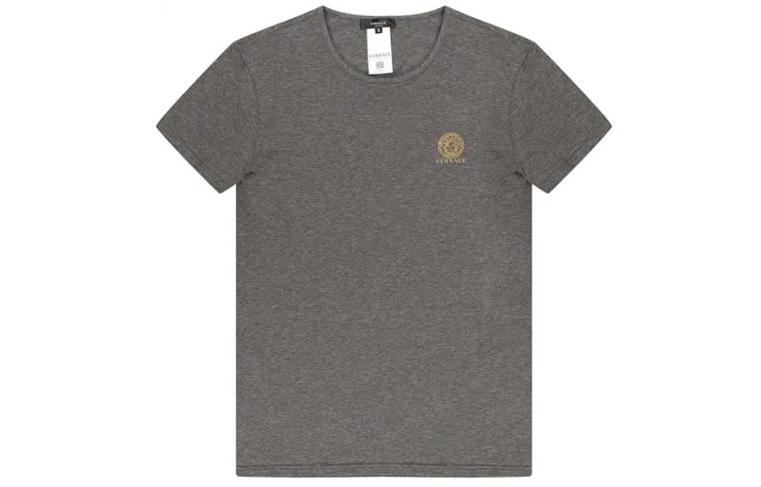 VERSACE T Shirts Men's Gray Crew Neck Moderate Straight Fit