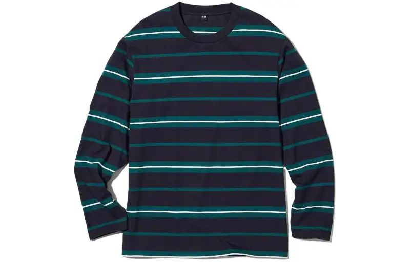 UNIQLO T Shirts Men's Navy Blue Crew Neck Moderate Other