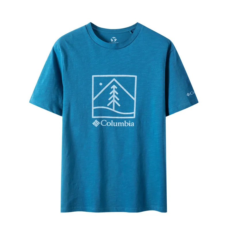 Columbia T-Shirts Men's Blue Crew Neck Moderate Straight Fit