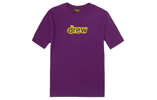 Drew house Letter Logo Series T Shirts Unisex Dark Purple Crew Neck Moderate