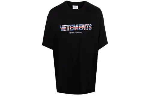 Vetements T Shirts Unisex Black Crew Neck Regular Other