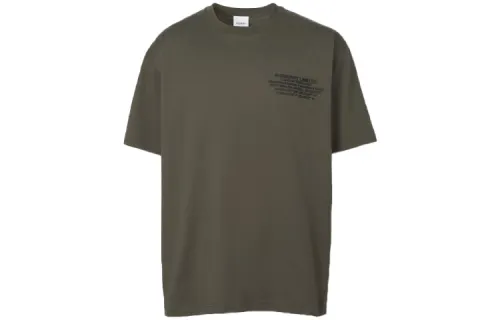 Burberry T Shirts Men's Army Green Crew Neck Moderate Straight Fit