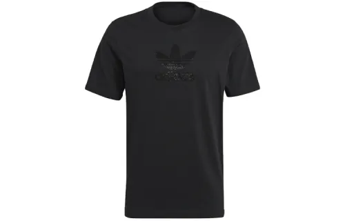 Adidas Originals Rhinestone T Shirts Men's Black Crew Neck Moderate Straight Fit