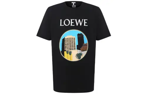 LOEWE T Shirts Men's Black Crew Neck Moderate Straight Fit