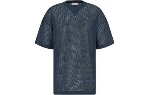 DIOR Quarterly New Products T Shirts Men's Navy Blue Crew Neck Moderate Straight Fit