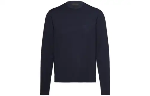 PRADA T Shirts Men's Blue Crew Neck Moderate Straight Fit