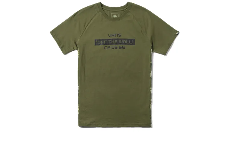Vans T Shirts Men's Green Crew Neck Moderate Straight Fit