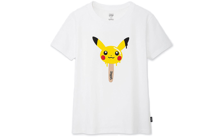 UNIQLO Сотрудничество UNIQLO x POKEMON/Pokémon стиль Пикачу короткий рукав Распечатайте обычную футболку женский белый