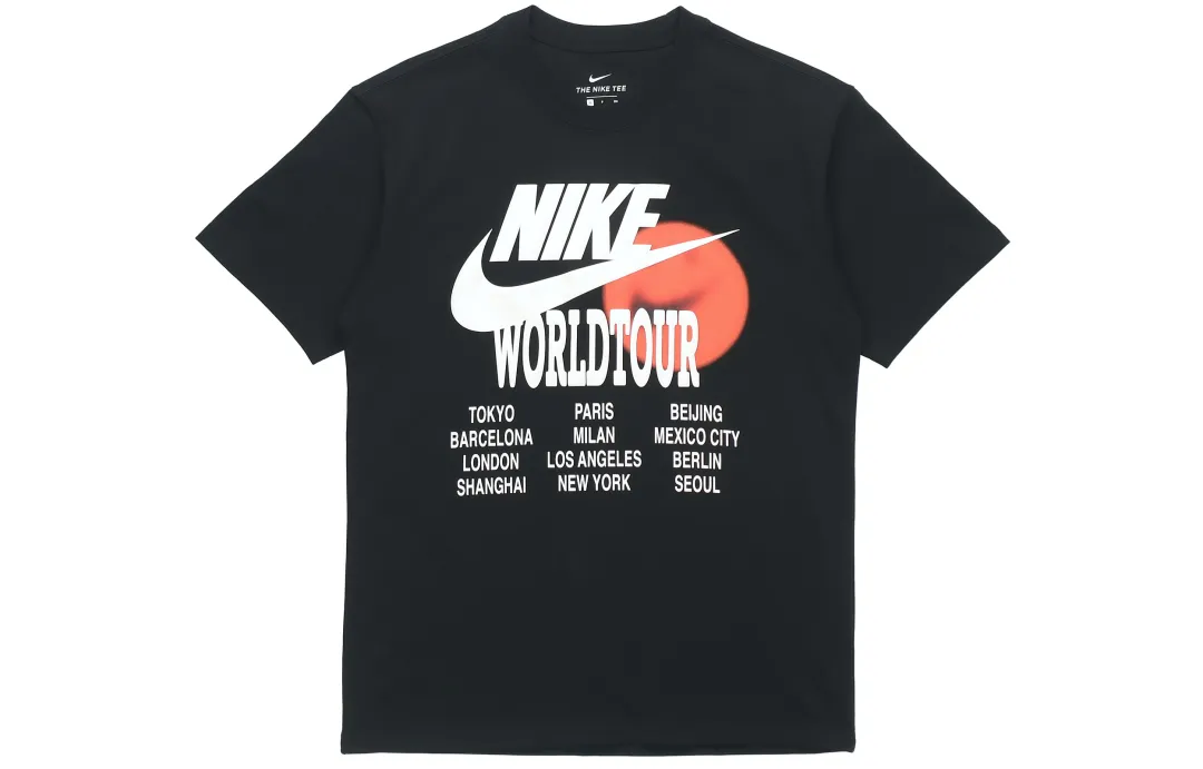 Nike T Shirts Men's Black Crew Neck Moderate Straight Fit