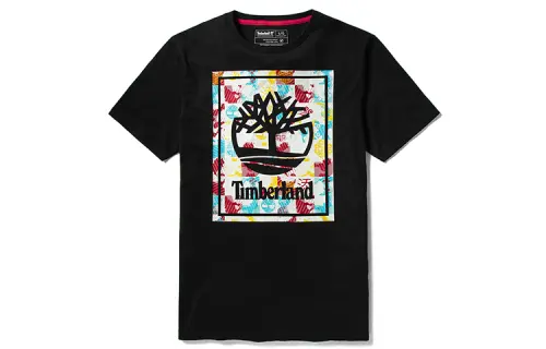 Timberland T Shirts Men's Black Crew Neck Moderate Straight Fit