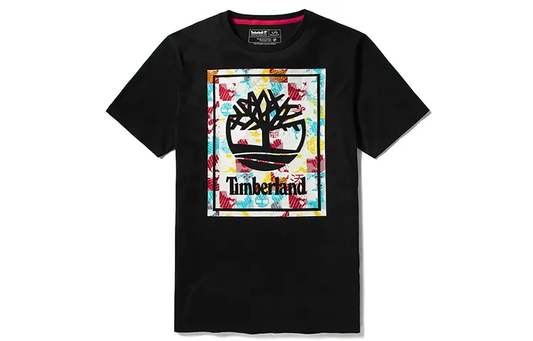 Timberland T Shirts Men's Black Crew Neck Moderate Straight Fit
