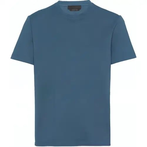 PRADA T Shirts Men's Blue Crew Neck Moderate Straight Fit