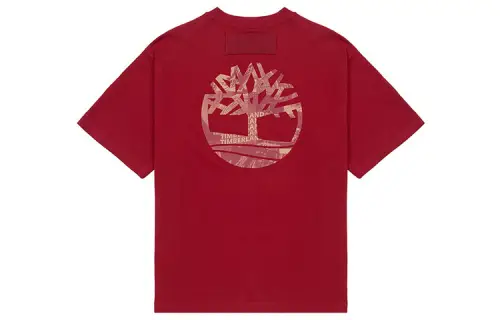 Timberland T Shirts Men's Red Crew Neck Moderate Straight Fit