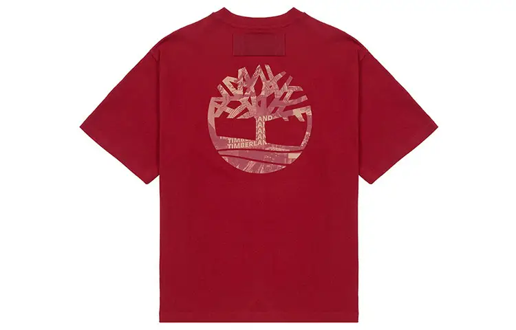 Timberland T Shirts Men's Red Crew Neck Moderate Straight Fit