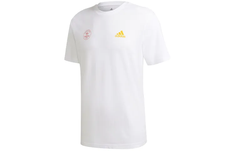 Adidas T-Shirts Men's White Crew Neck Moderate Straight Fit