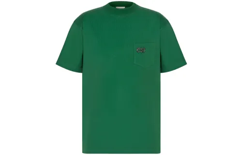 DIOR Quarterly New Products T Shirts Men's Green Crew Neck Moderate Straight Fit