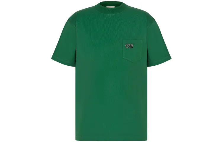 DIOR Quarterly New Products T Shirts Men's Green Crew Neck Moderate Straight Fit